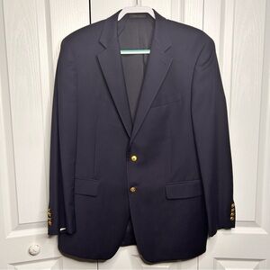 Lauren Ralph Lauren Mens Navy Blue Blazer Gold Tone Buttons Size 40R